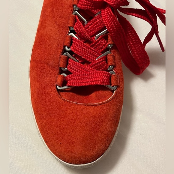 Stuart Weitzman Red Suede Gaming Sneaker Size 6 - Picture 5 of 11